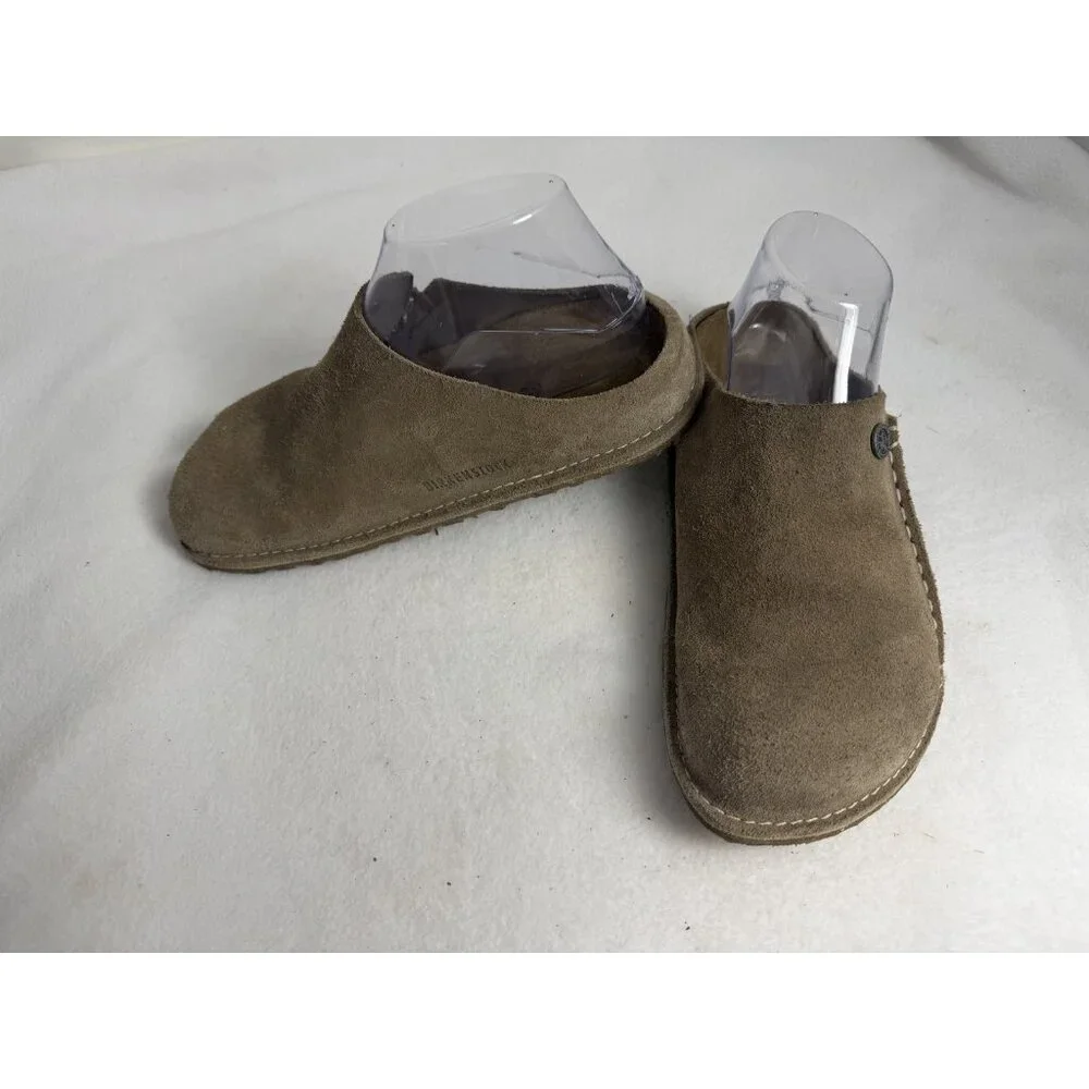 Birkenstock Zermatt Premium Suede Leather Tan Beige Sz 38 7-7.5 Clog Slip On Y2K - Picture 2 of 10
